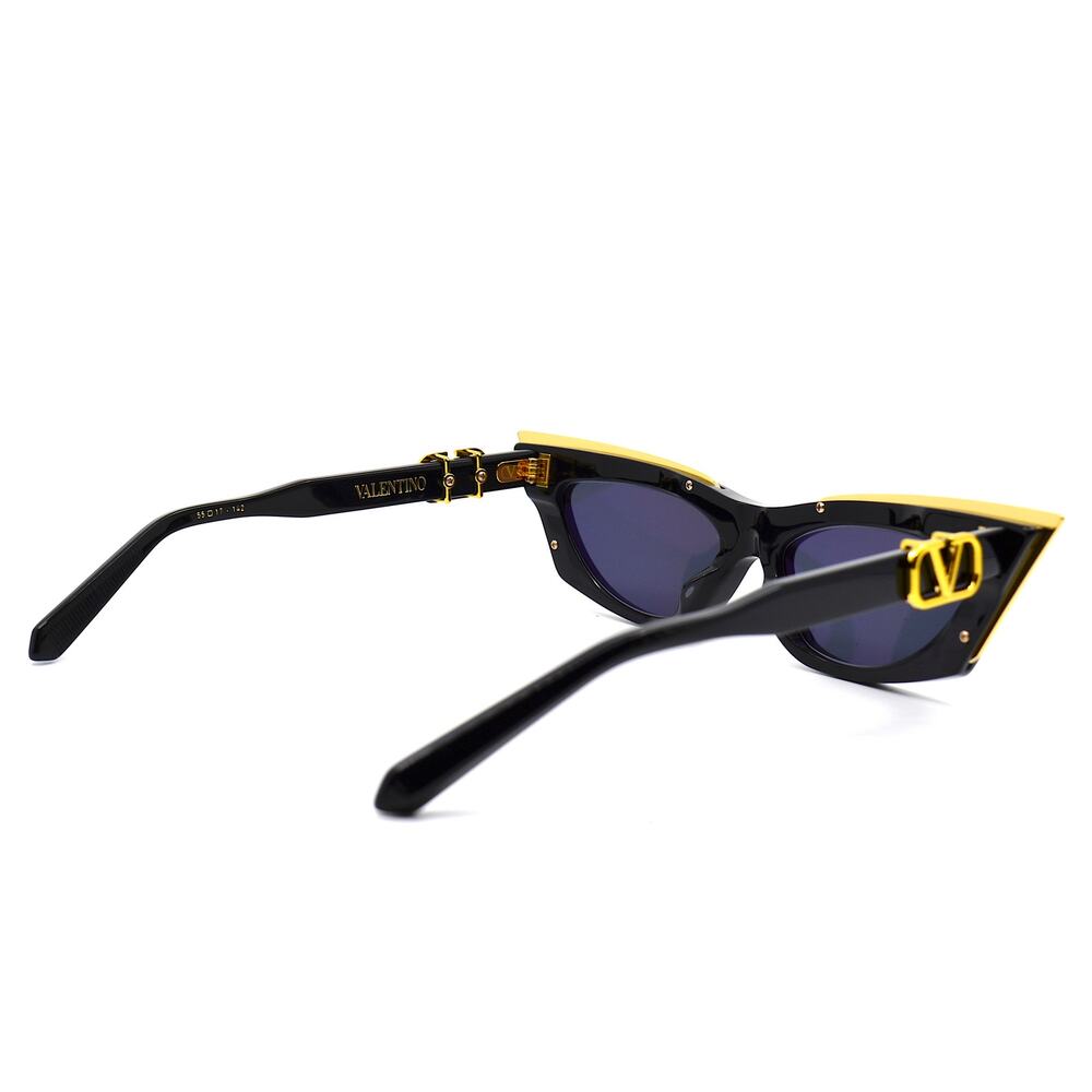 NEW VALENTINO GOLDCUT VLS-113A-55 BLACK GREY LENS SUNGLASSES AUTHENTIC - Picture 6 of 15